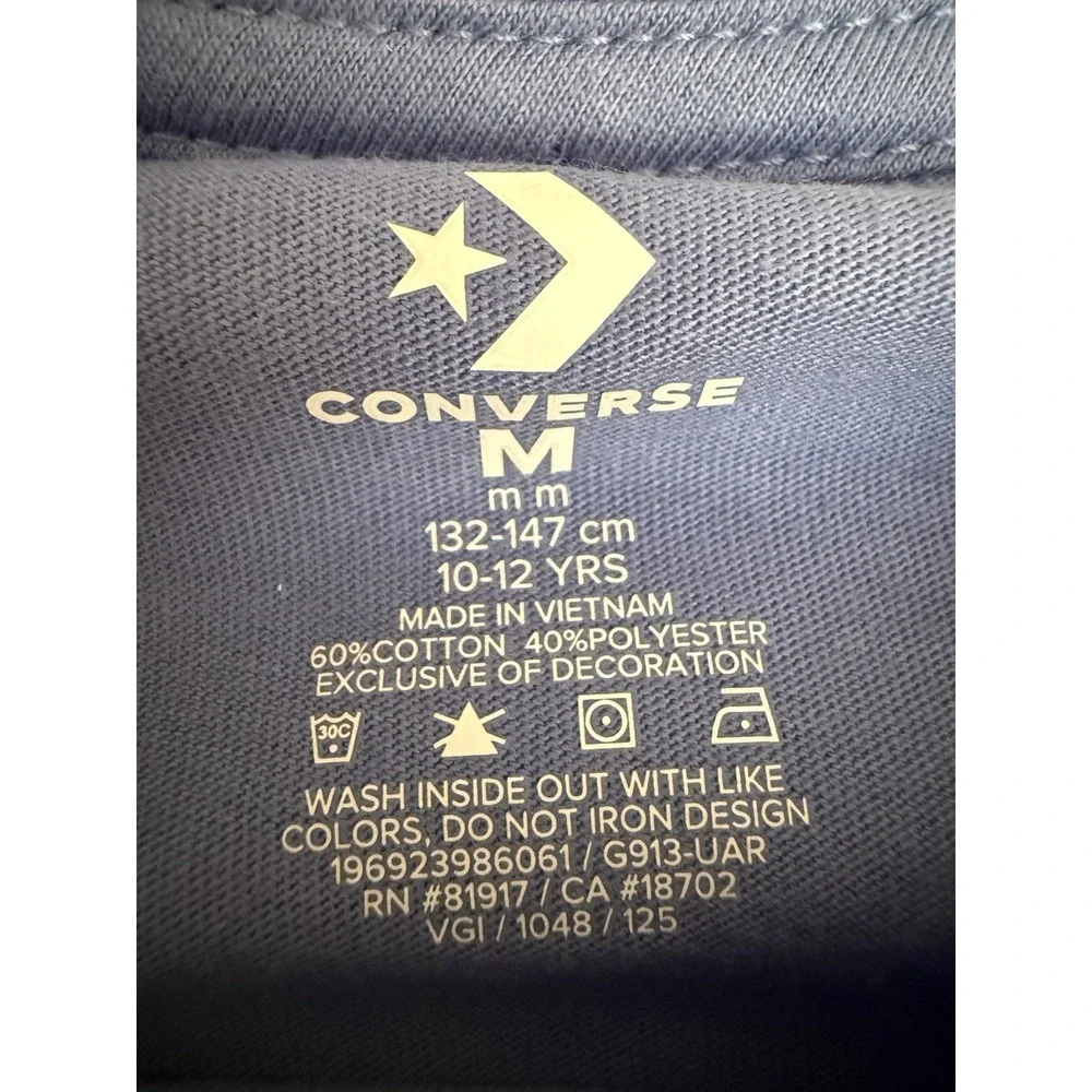 Converse Boy's T Shirt Medium Blue Yellow Sneakers Graphic NWT